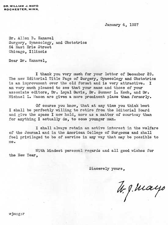 William J. Mayo was involved with SG&O from its earliest days.