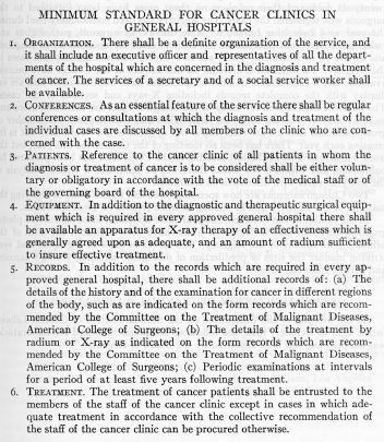FIGURE 1. Minimum standard for cancer clinics
