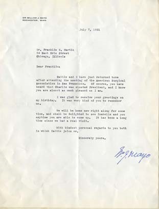Letter from Mayo to Martin