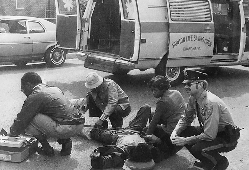 First responders from the Hunton Life Saving and First Aid Crew in field training. Dr. L.C. Downing was an early medical director. (Source: Shareef R. The Roanoke Valley’s African American Heritage: A Pictorial History. Marceline, MS: Walsworth Publishing Company; 1996. Used with permission.)