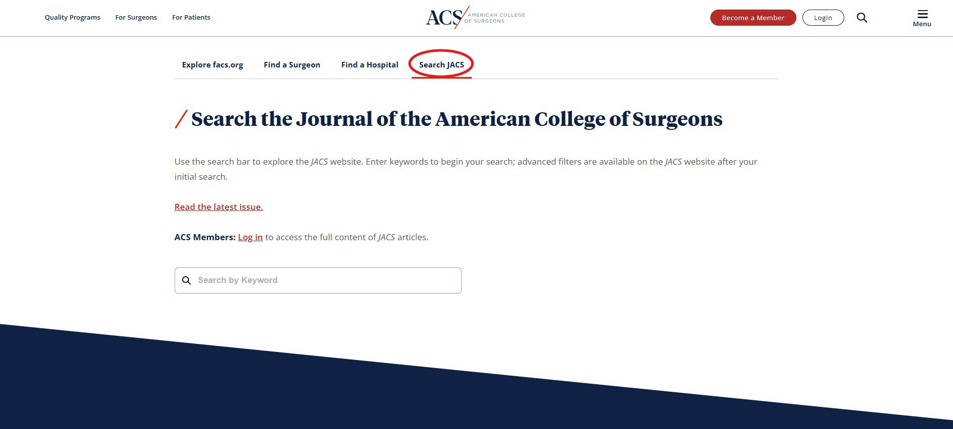 Search JACS Content Directly from facs.org