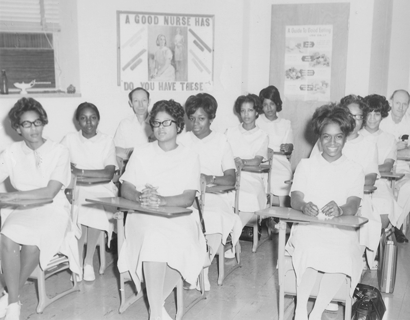 The BMH Nursing School was the first black hospital in the nation to offer graduate training to nurses. After a 15-month internship, nurses were trained to take supervising positions at other hospitals. (Image courtesy of Harrison Museum of African American Culture, Roanoke.)