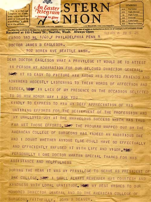 Letter from John B Deaver to James B Eagleson