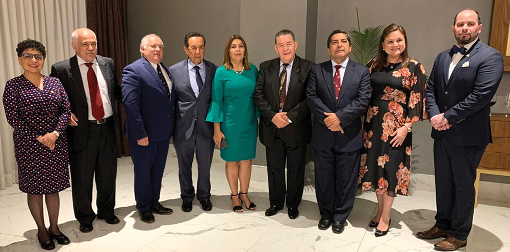 From left: Janeth Mite, MD, FACS, Leadership Committee; Marco Toledo, MD, FACS, Treasurer; Pedro Barberan, MD, FACS, Education Committee; Luis Carrion, MD, FACS, Governor; Priscilla Alcócer, MD, FACS, President; Eduardo Rivas, MD, FACS, Vice-President; Silvio Mosquera, MD, FACS, Secretary; Johanna Franco, MD, FACS, Cancer Committee; and Carlos Luis Salvador, MD, FACS, Trauma Committee.
