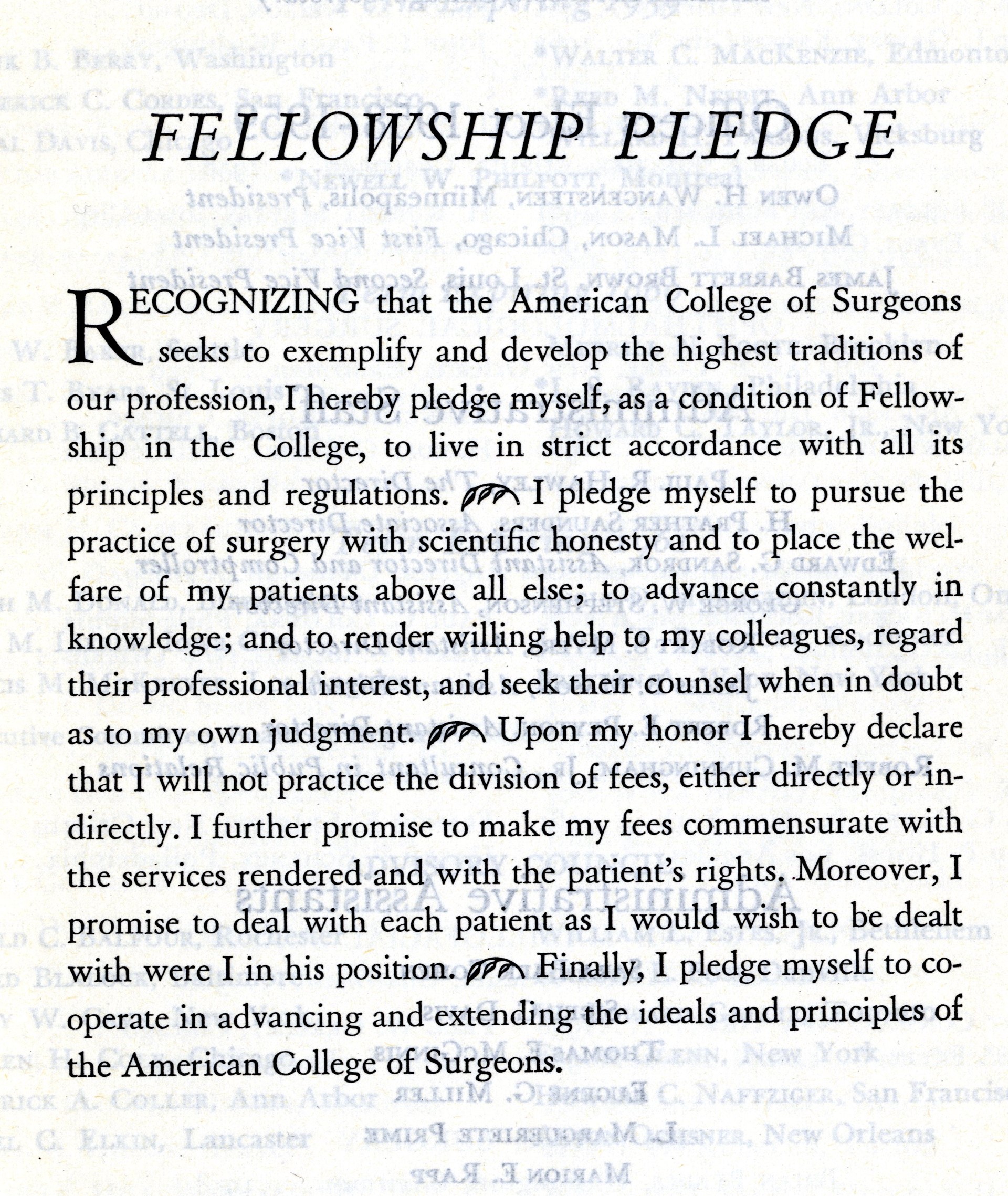 Fellowship Pledge, 1986