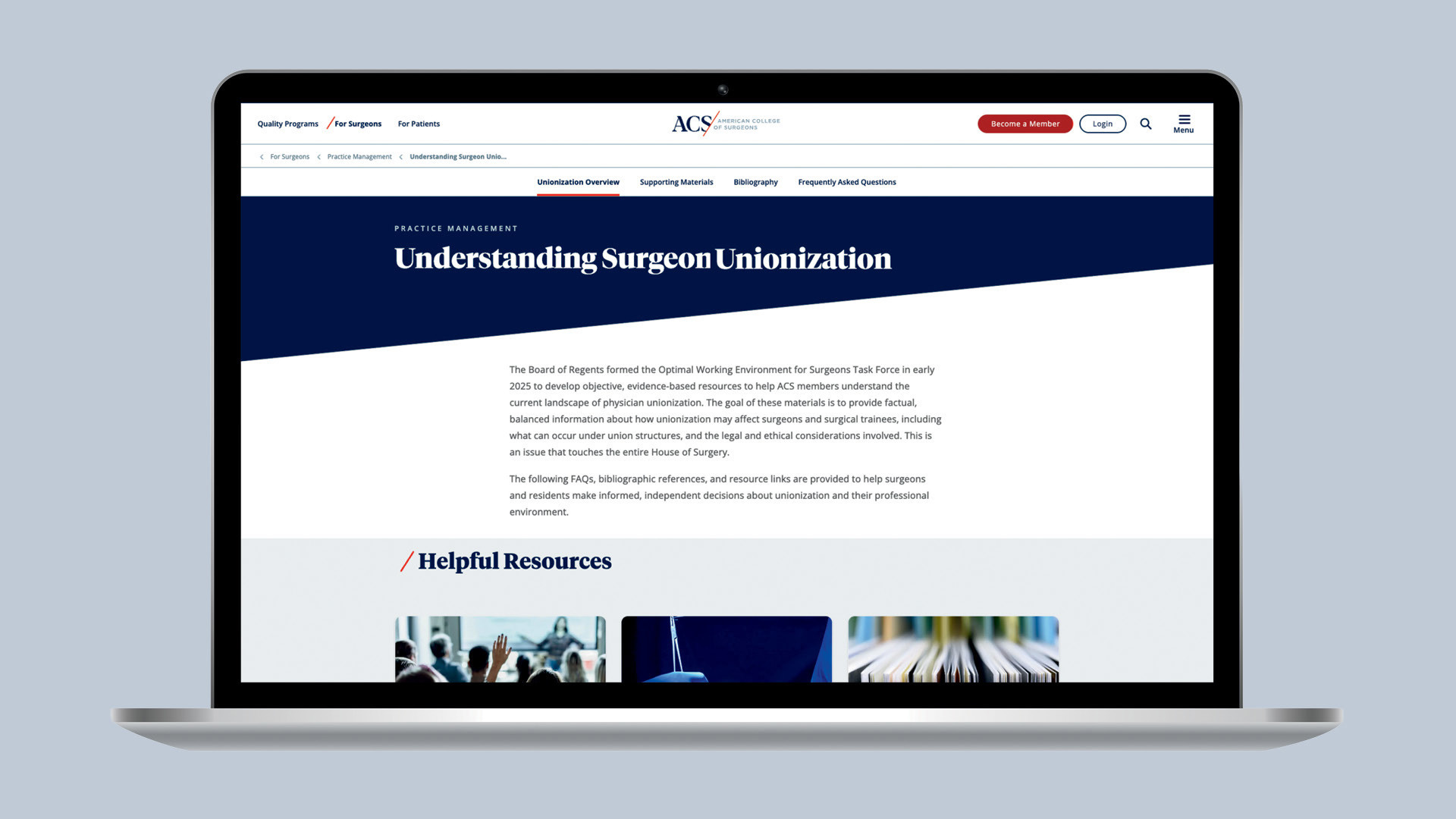 ACS Launches Online Resources on Surgeon Unionization