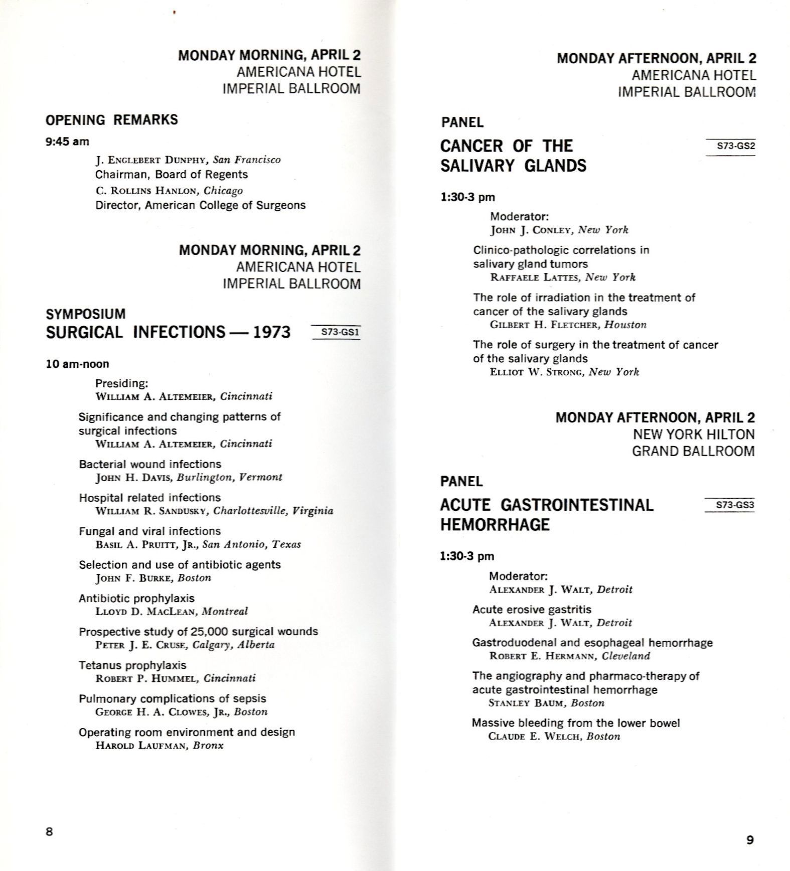Pages from the inaugural Spring Meeting program planner 1973. Picture courtesy of ACS the Archives
