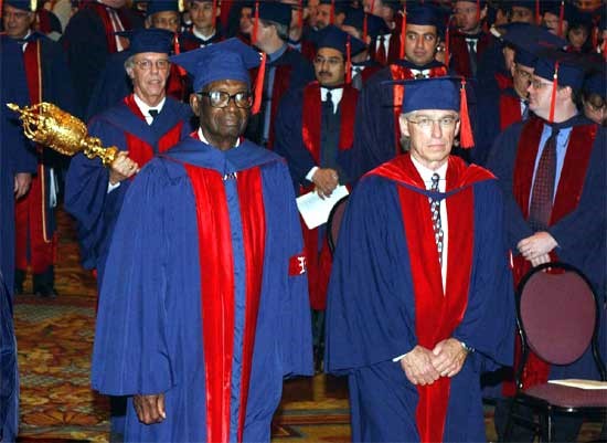 Marshalls/Governors William E. Matory, MD, FACS and Russell T. Lolley, Jr., MD, FACS leading Secretary of the College, John Gage, MD, FACS carrying the mace during a recent ACS convocation.