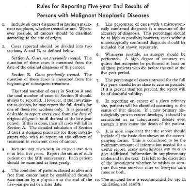 FIGURE 2. Rules for reporting five-year end results of persons with malignant neoplastic diseases