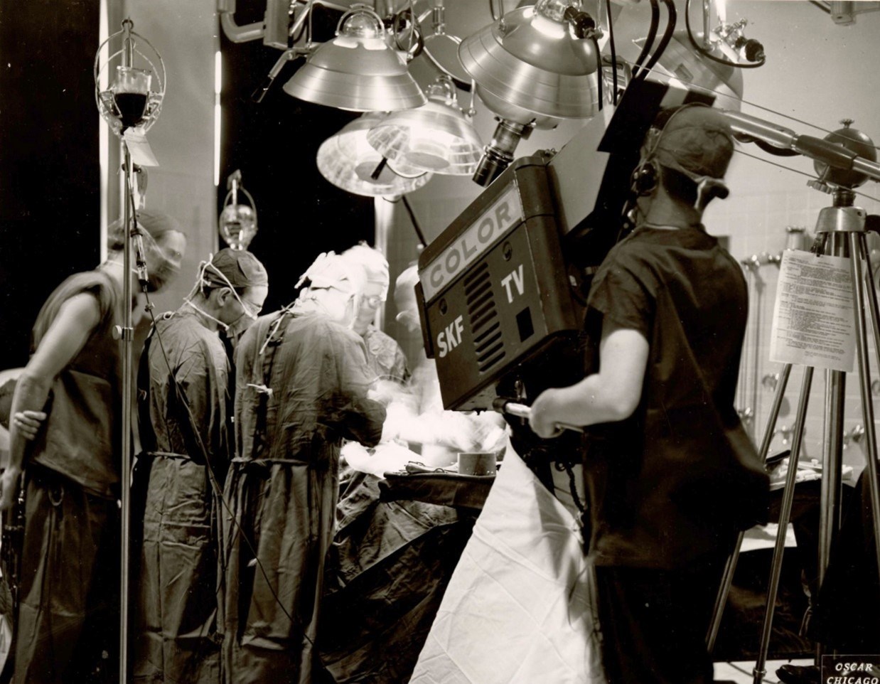 Surgical team performing an operation televised at 1953 Clinical Congress. Photo courtesy of ACS Archives.