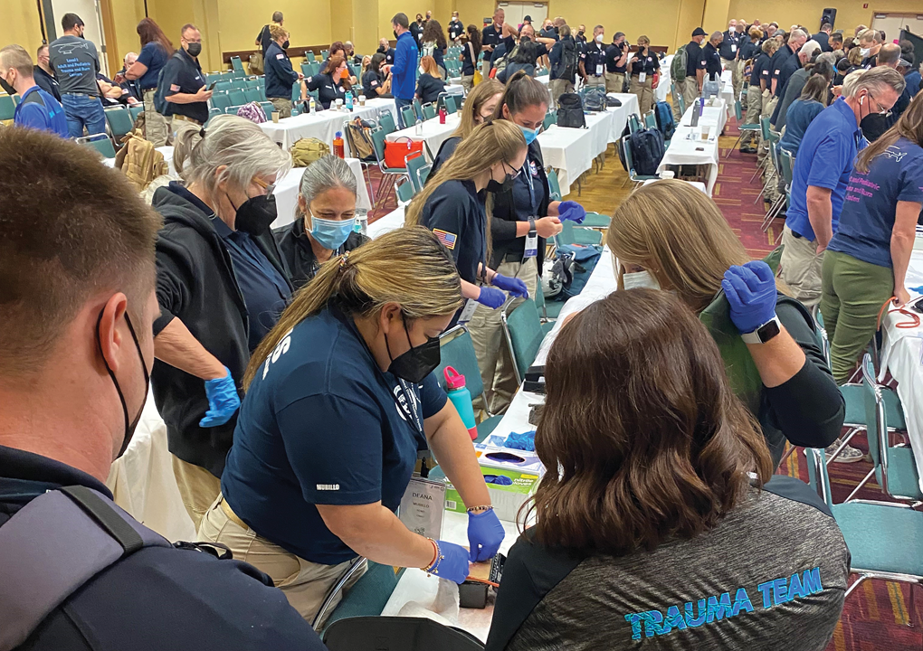 Students divide into small groups to facilitate hands-on STB skills practice. 