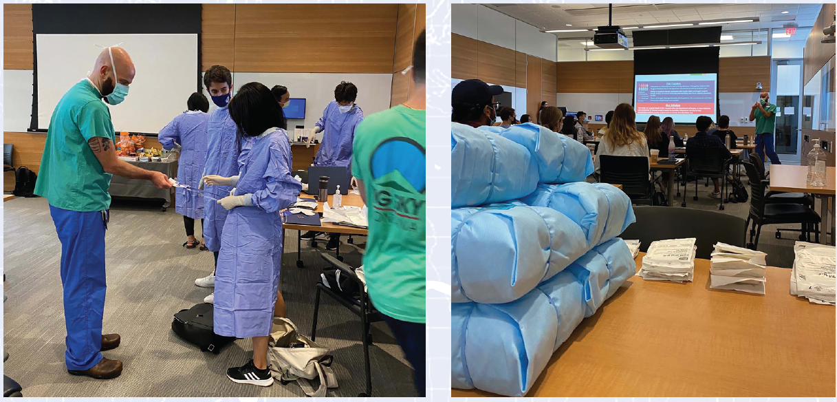 CSH: Dr. Matthew Goldshore (far left in first photo, far right in second) leading personal patient navigator training.