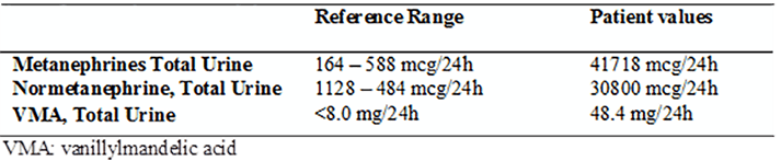 Table 1: Preoperative laboratory values for 24 hour urinary catecholamines
