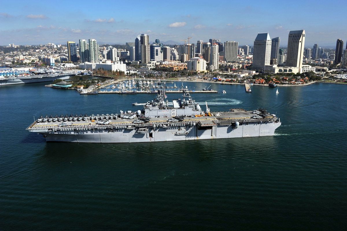 USS Makin Island (LHD 8) Departing Naval Base San Diego in 2011 (Source: U.S. Government Photo, not in copyright, Chief Mass Communication Specialist John Lill)