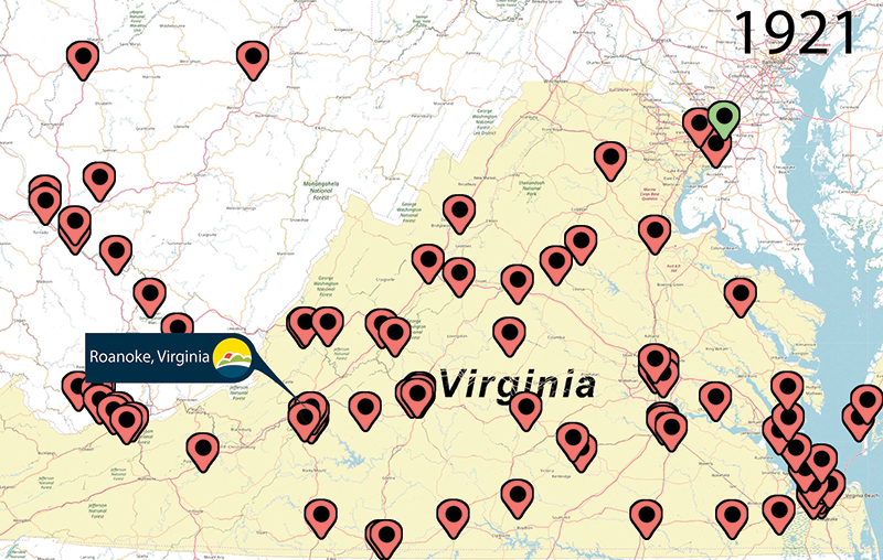 Three additional black hospitals—BMH, Richmond Community Hospital, and Norfolk Community Hospital—were formed by 1921. BMH was the only one that served Appalachia. Referenced from the Directory of the American Medical Association (unknown, 1906).