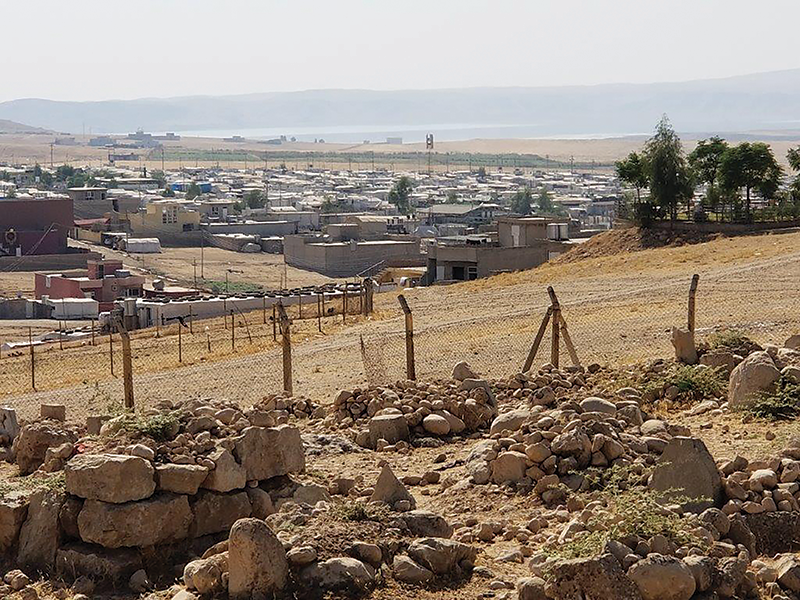 Near the Yazidi IDP camp: Mosul Dam in the background, held by Isis in 2014, is now free