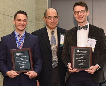 Don K. Nakayama, MD FACS (center), Chair of the Surgical History Group, with first and second place winners John D. Ehrhardt, Jr. (right) and Justin A. Julian (left)