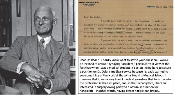 Harvey Cushing and his personal reply (top, original letter; bottom, retyped for legibility) to Dr. Reder’s question. Photo courtesy of http://bit.ly/2pxim26.