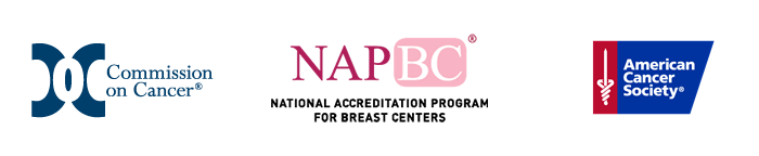 Commission on Cancer, National Accreditation Program for Breast Centers, and American Cancer Society logos