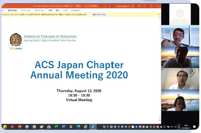 Japan Chapter President Norihiro Kokudo, MD, FACS (pictured, second from bottom), and Secretary Kiyoshi Hasegawa, MD, FACS (bottom), welcomed participants to the virtual meeting.